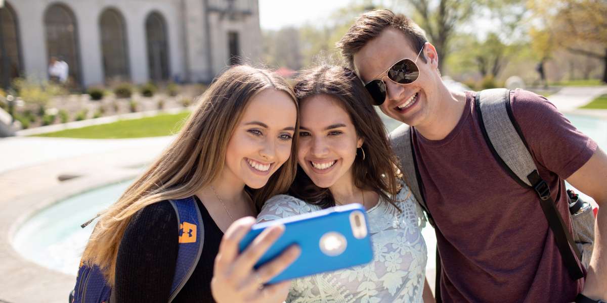 Three students taking a selfie