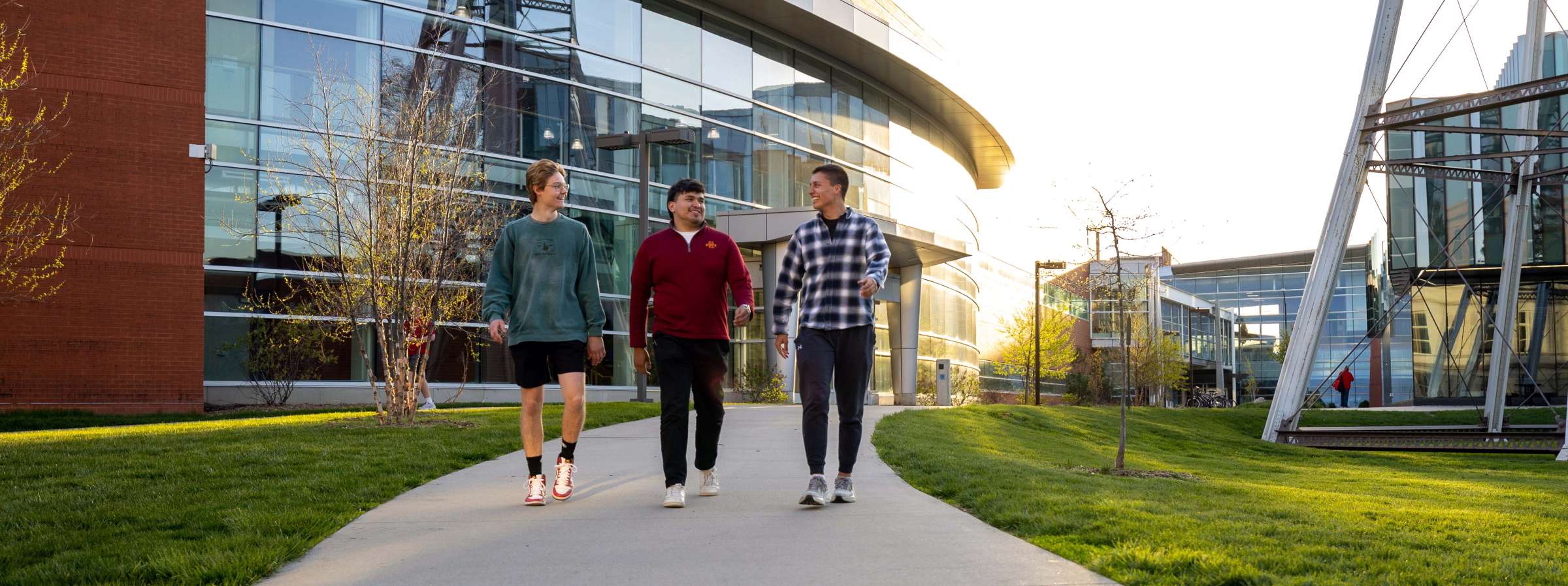 Students walking by the Marston Water Tower