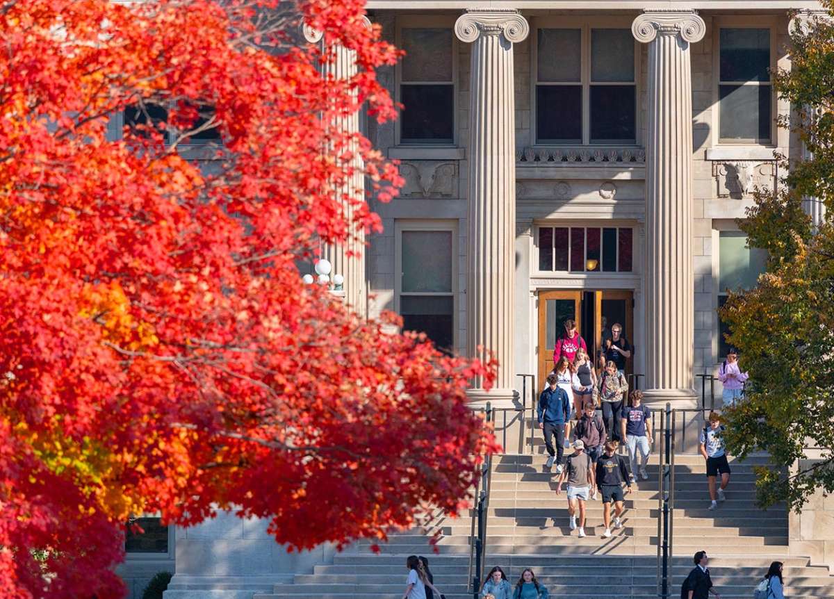 Students on the steps of Curtiss Hall.