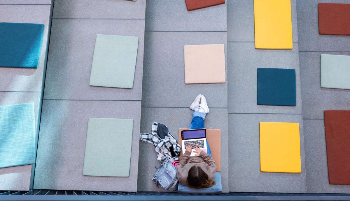 A student studies in the Student Innovation Center